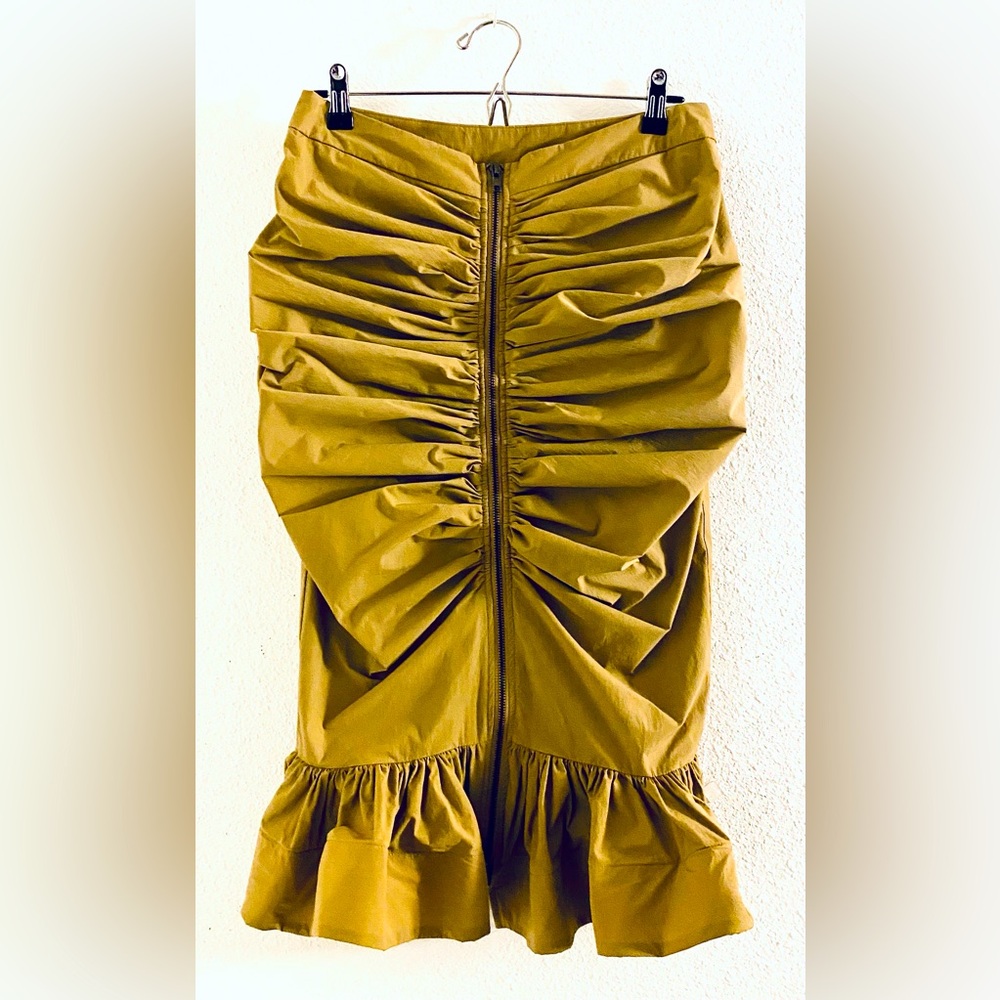 Ruched Frill Hem Booty Enhancing Midi Skirt